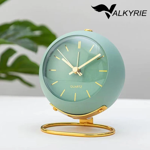 Valkyrie Akar Saniyeli Işıklı Metal Gold Dijital Masa Saati Alarmlı Yeşil
