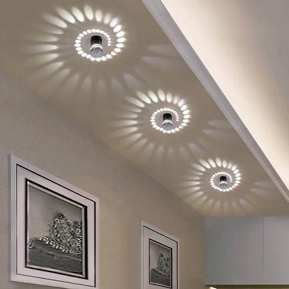 3W Modern İç Mekan Yaratıcı Spiral Yuvarlak Duvar Lambası Kırmızı Yeşil Mavi Renkli - 2