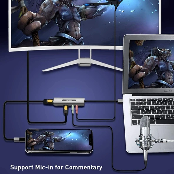 Z39A HDMI Mikrofonlu USB 4K Video Yakalama Kartı Windows Android Linux MacOS Uyumlu - 8