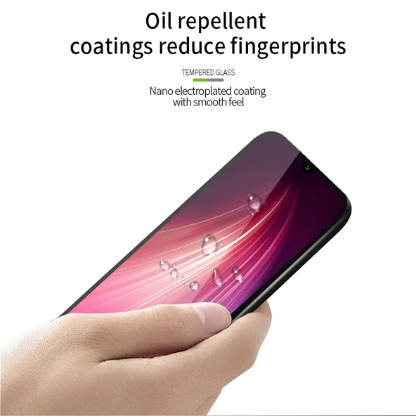 Xiaomi Redmi Note 8 Uyumlu MOFI 9H 2.5D Tam Ekran Temperli Cam Siyah - 8