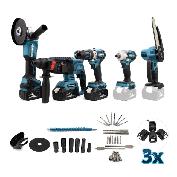 5 li  ,bijon sıkma matkap testere hilti ve ispiral .şarzlı seti - Resim 2