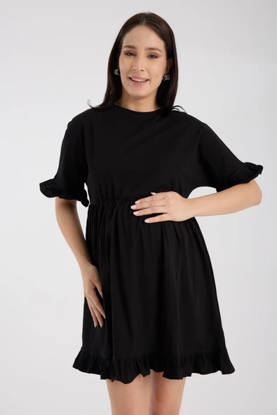 IŞŞIL 1169-FırFırlı Kol Pamuk Penye Hamile Giyim OverSize Tunik - 4