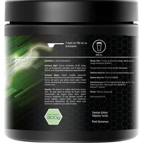 Onvıta Nutrition L-Arginine Hcl, Aminoasit 5000 Mg, 50 Servis - 3