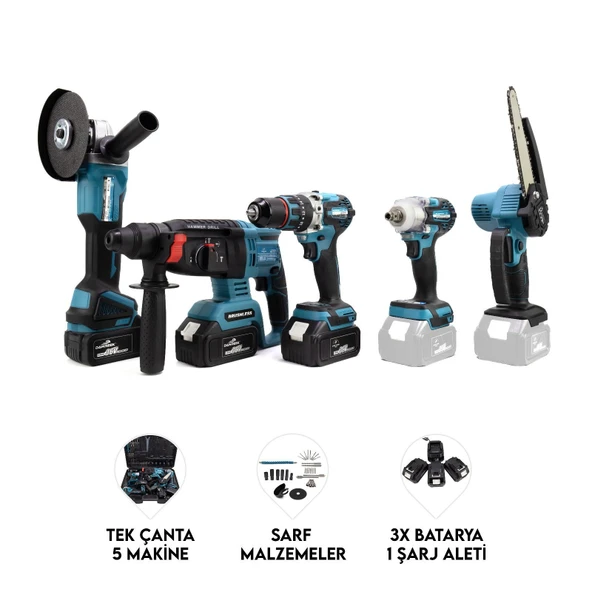 5 li  ,bijon sıkma matkap testere hilti ve ispiral .şarzlı seti ürün görseli 1