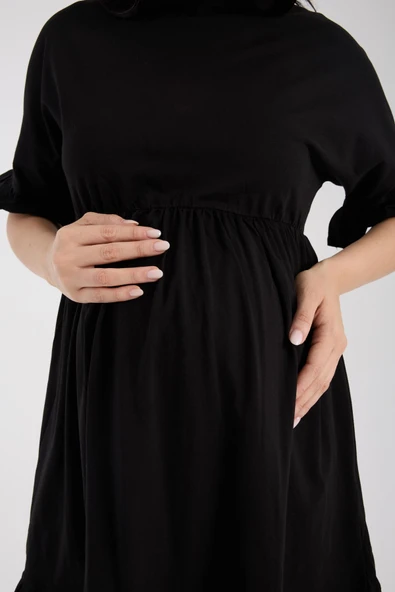 IŞŞIL 1169-FırFırlı Kol Pamuk Penye Hamile Giyim OverSize Tunik - 5