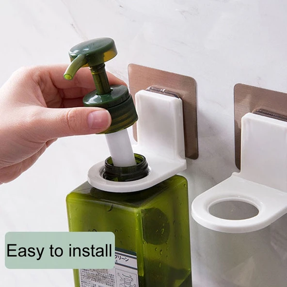 10lu Tuvalet Şampuan Duş Jeli Askılı Raf Deliksiz Banyo Rafı Gümüş Desenli Model - 4