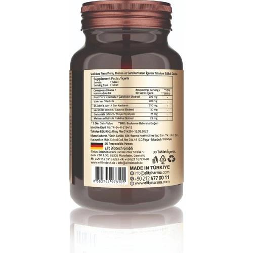 Valıdus Passıflora Valerıan + Lavander + Camomılle + St. John'S Wort + Melıssa 30 Tablets - 2