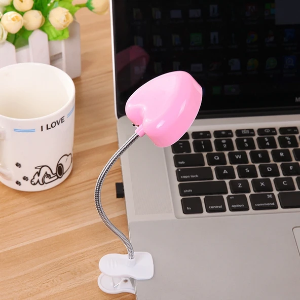 Mini Kalp Klipsli LED Kitap Lambası Sarı Işıklı Enerji Tasarruflu Okuma Lambası - 2