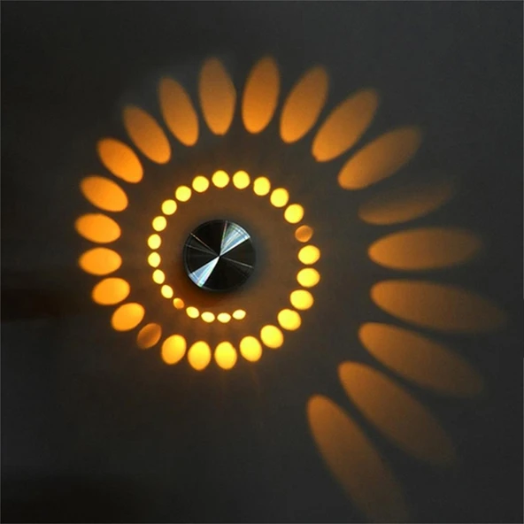 3W Modern Spiral Yuvarlak Duvar Lambası Sıcak Beyaz Işık - 5