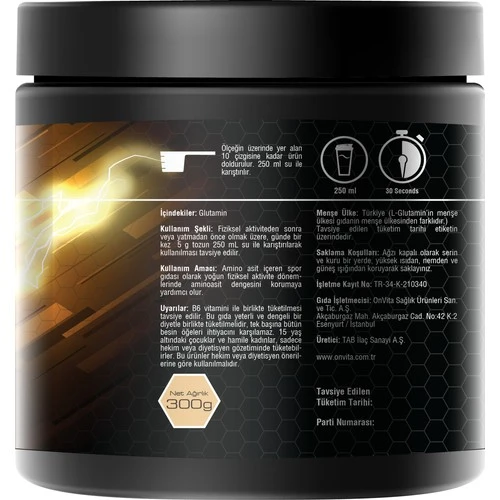 Onvıta Nutrition L-Glutamine Aminoasit, 5000 Mg,60 Servis - 3