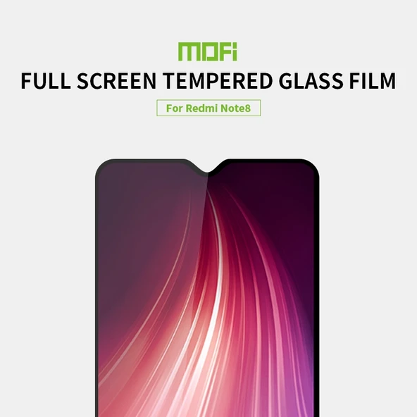 Xiaomi Redmi Note 8 Uyumlu MOFI 9H 2.5D Tam Ekran Temperli Cam Siyah - 2