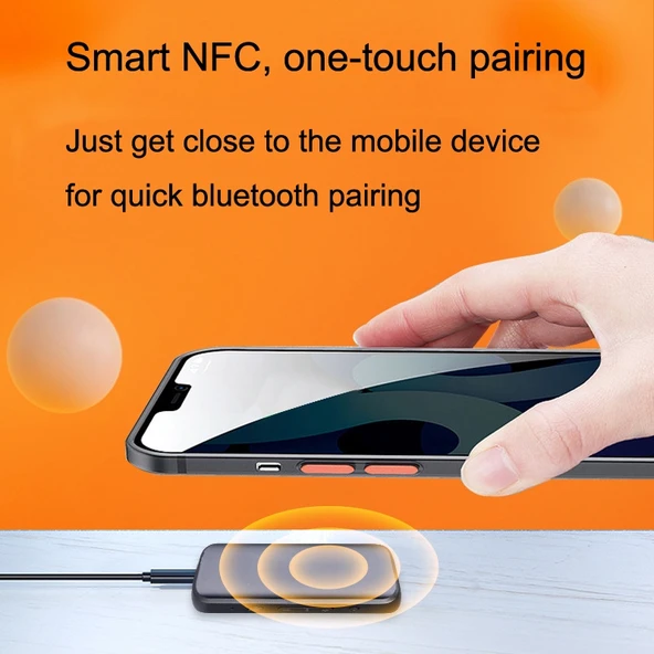 T40 2'si 1 Arada Bluetooth 5.1 Alıcı ve NFC Verici Araç AUX Adaptörü - 5