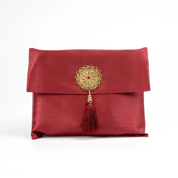 Seccade + Tesbih Hediye Seti (Şantuk Kese, Bordo) - 2