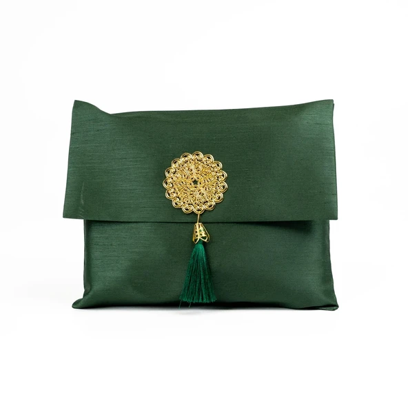 Seccade + Tesbih Hediye Seti (Şantuk Kese, Yeşil) - 2