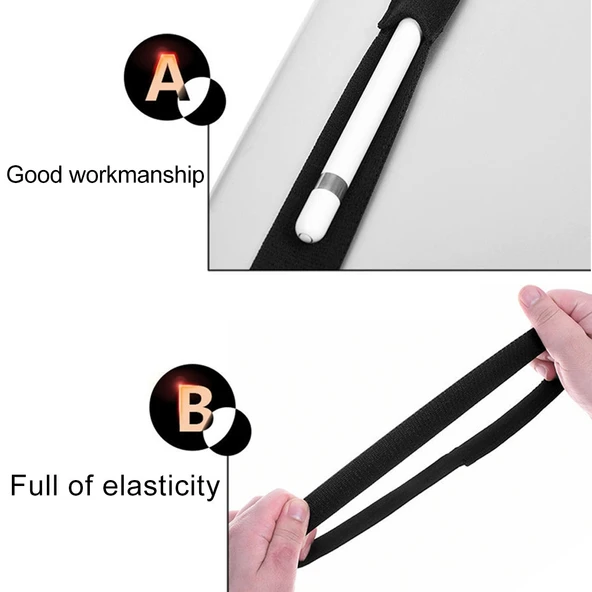 Apple Pencil Elastik Koruyucu Kılıf Siyah iPad 97 İnç Uyumlu - 3