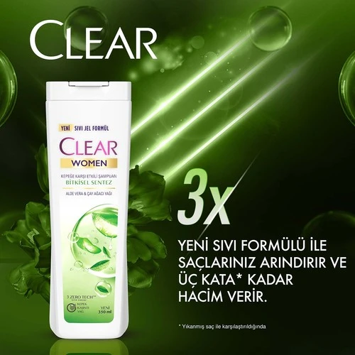 Clear Women Şampuan Bitkisel Sentez Aloe Vera Ve Çay Ağacı Yağı 350Ml - 3