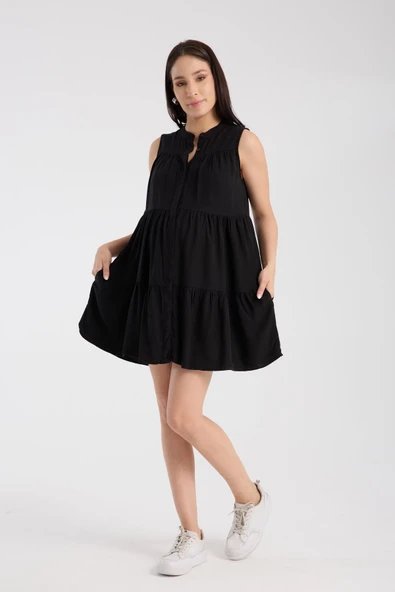 IŞŞIL 1646-Yıkamalı Pamuk Hakim Yaka Hamile Mini Jile Tunik-Elbise - 5