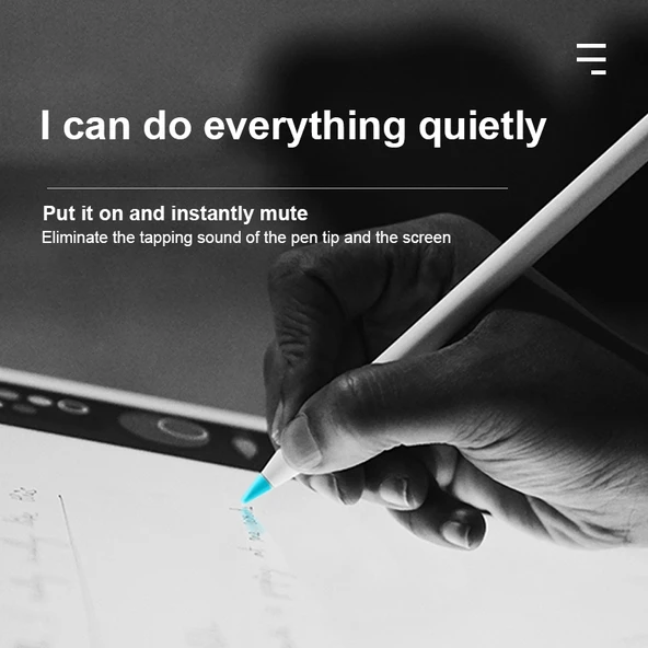 Apple Pencil 1 ve 2 Uyumlu 10lu Siyah Paperfeel Film Sessiz Uç Koruyucu Kılıf - 3