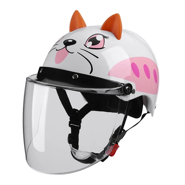 BYB X-866 Yetişkin Elektrikli Motosiklet Kaskı Unisex Dört Mevsim Beyaz Şeffaf Uzun Cam