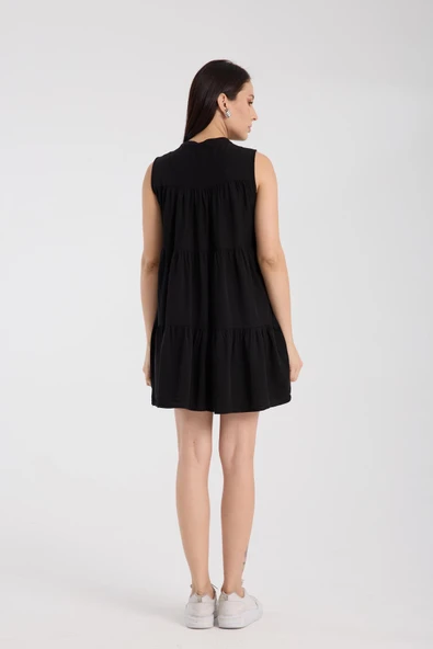 IŞŞIL 1646-Yıkamalı Pamuk Hakim Yaka Hamile Mini Jile Tunik-Elbise - 19