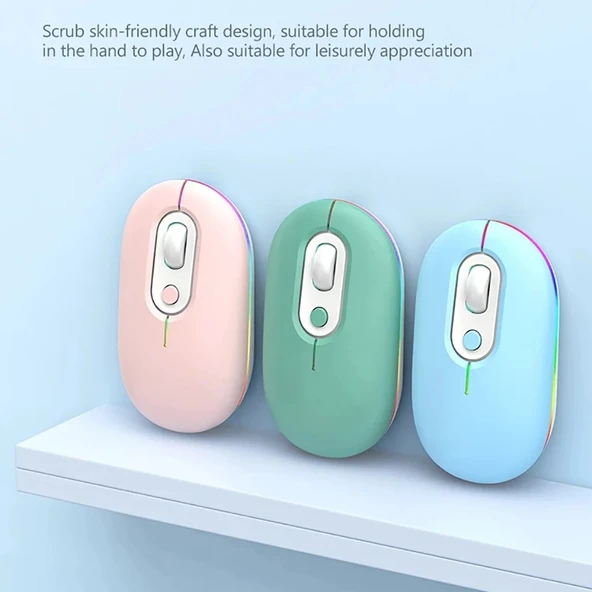 Şarjlı Aydınlatmalı Sessiz Kablosuz Mouse 2.4G Pembe - 2