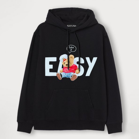Ketuna Ketty Take It Easy Siyah Kapüşonlu Unisex Sweatshirt - 1