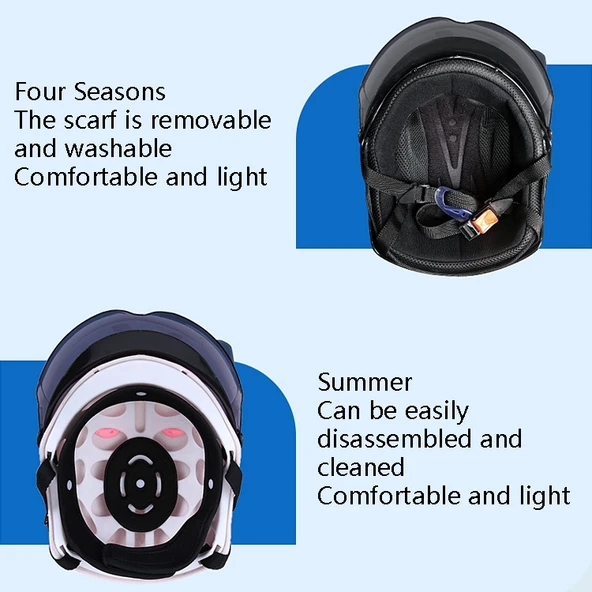 BYB X-866 Yetişkin Elektrikli Motosiklet Kaskı Unisex Dört Mevsim Beyaz Şeffaf Uzun Cam - 4