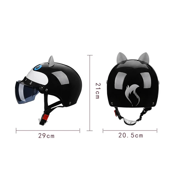 BYB X-866 Yetişkin Elektrikli Motosiklet Kaskı Unisex Dört Mevsim Beyaz Şeffaf Uzun Cam - 3