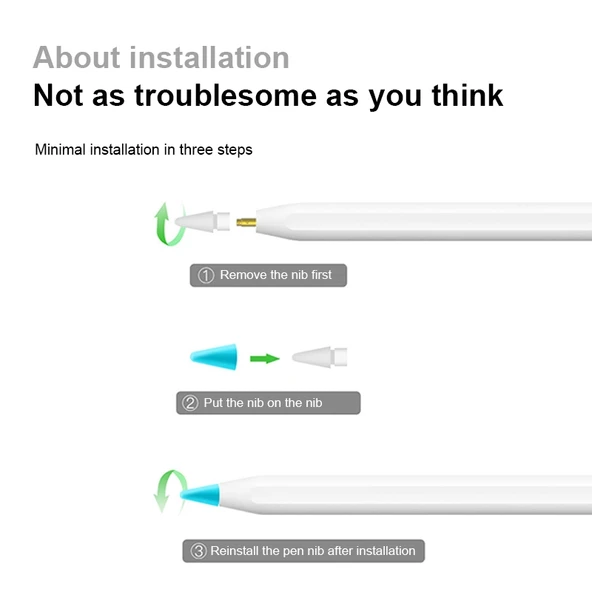 Apple Pencil 1 ve 2 Uyumlu 10lu Siyah Paperfeel Film Sessiz Uç Koruyucu Kılıf - 7