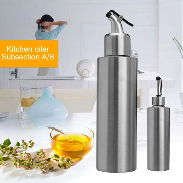Silindirik Baharat Şişesi Paslanmaz Çelik Yağlık 350 ml Siyah - 4
