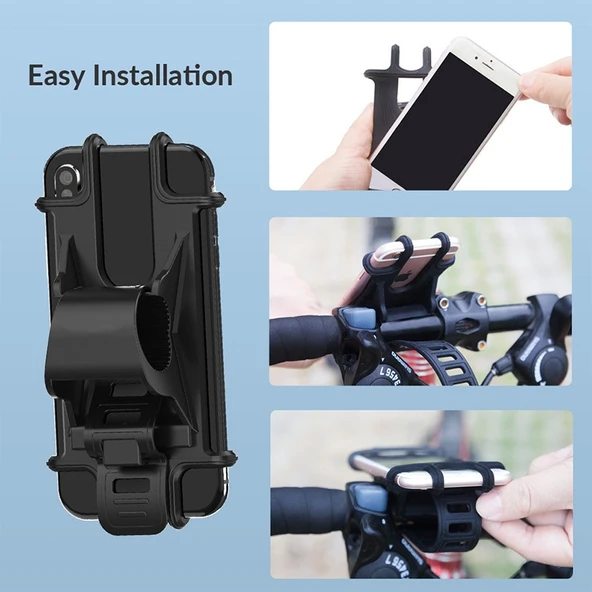 Silikon Bisiklet Evrensel Telefon Tutucu Siyah - 5