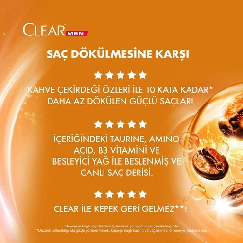 Clear Men Şampuan Saç Dökülmesine Karşı Kahve Çekirdeği Özlü 350Ml - 5