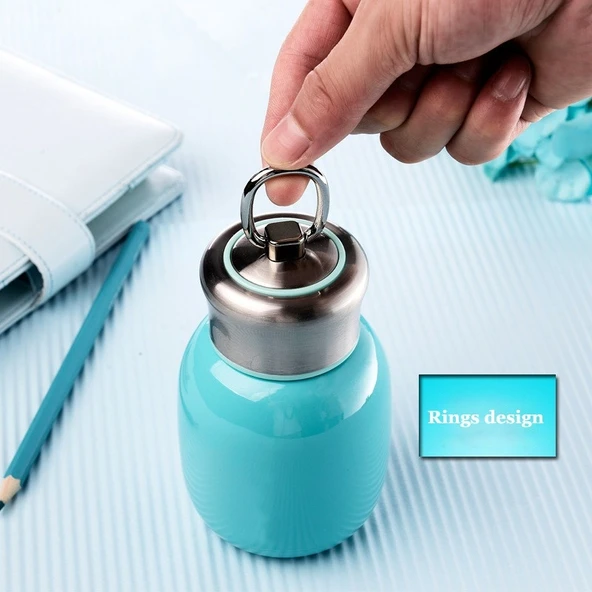 Mini Sevimli Kahve Vakumlu Termos Paslanmaz Çelik Bardak Seyahat Su Şişesi 200ML Paslanmaz Çelik - 5
