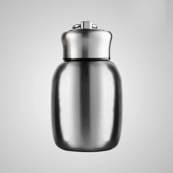 Mini Sevimli Kahve Vakumlu Termos Paslanmaz Çelik Bardak Seyahat Su Şişesi 200ML Paslanmaz Çelik - 2