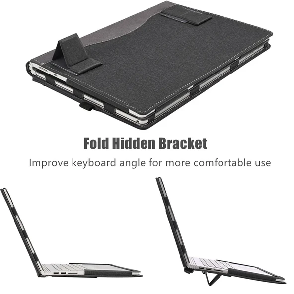 Samsung Galaxy Book4 360 15.6 Inç Deri Laptop Kılıfı Standlı Koyu Mavi - 3