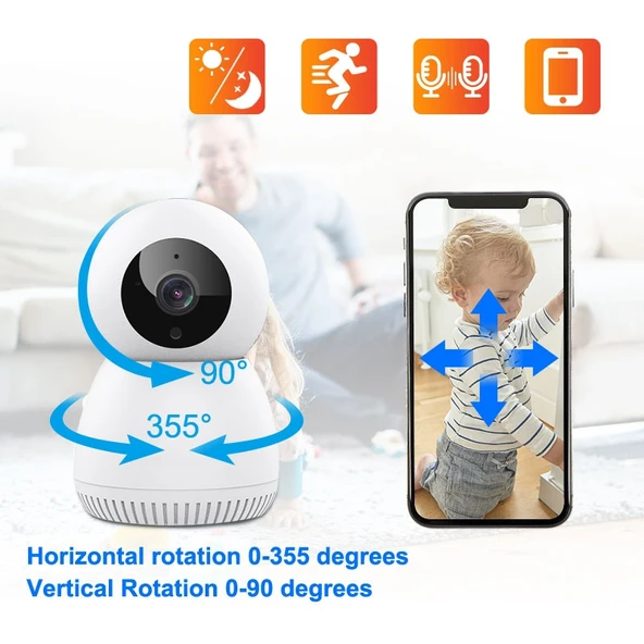 Y8 3MP HD İç Mekan Gözetim WiFi Pan Tilt Kamera UK Priz - 3