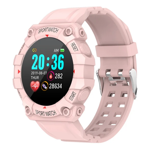 FD68 1.3 İnç Renkli Yuvarlak Ekranlı Spor Akıllı Saat Pembe