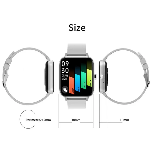 H10 Akıllı Saat 169 İnç Ekran Bluetooth Arama Siyah File ve Silikon Kordon - 3