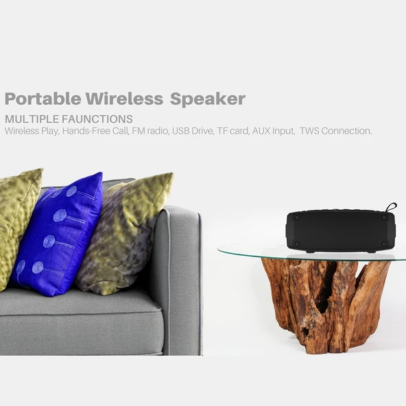 NewRixing NR-3020 Kırmızı Outdoor TWS Kablosuz Bluetooth Stereo Suya Toza Dayanıklı Darbeye Dayanıklı Hoparlör - 12