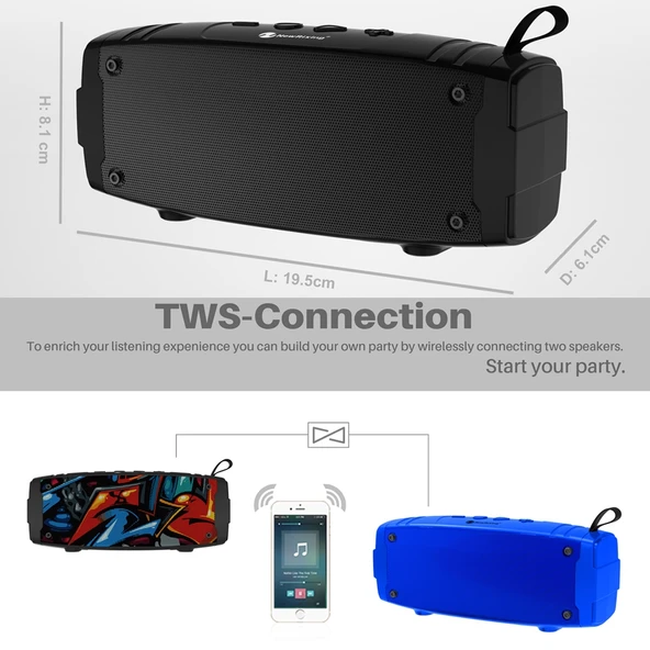 NewRixing NR-3020 Kırmızı Outdoor TWS Kablosuz Bluetooth Stereo Suya Toza Dayanıklı Darbeye Dayanıklı Hoparlör - 9