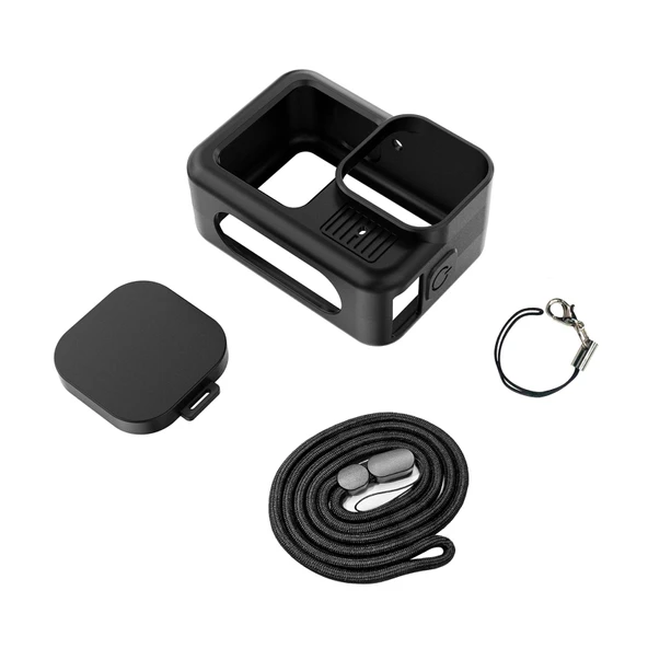 GoPro HERO13 Black Uyumlu Siyah Silikon Koruyucu Kılıf Bileklik ve Lens Kapağı - 10