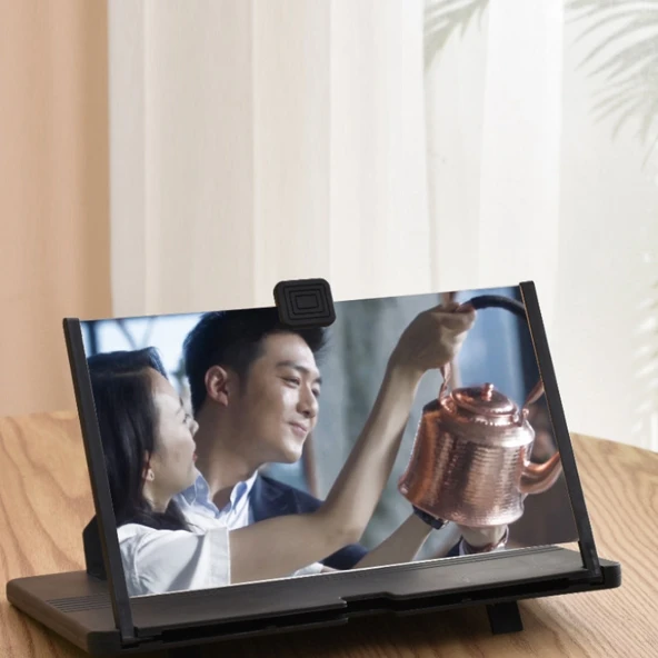12 Inç Çekmeli Telefon Ekran Büyüteci 3D Masaüstü Stand Beyaz - 6