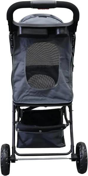 3 Tekerlekli Katlanabilir Evcil Hayvan Arabası 20 Kg Kapasiteli Gri - 4