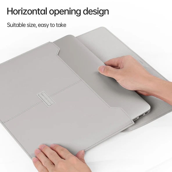 Kahverengi Litchi Desenli PU Deri Su Geçirmez İnce Laptop Çantası 13-14 İnç - 7