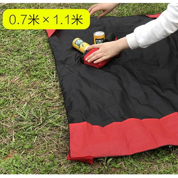 Taşınabilir Ultra İnce Katlanabilir Kamp Matı Su Geçirmez Piknik ve Plaj Matı Mavi 70x110 cm - 3