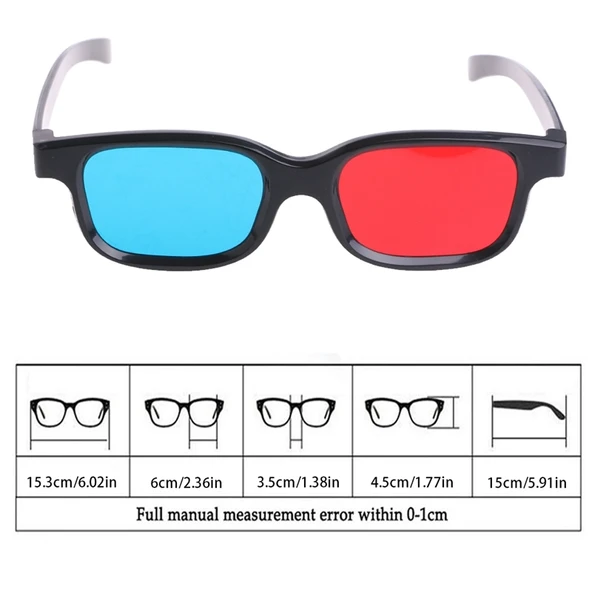 10lu Evrensel 3D Gözlük Siyah Çerçeve Kırmızı Mavi Cyan Anaglif Film Oyun DVD İçin 0.2mm - 6
