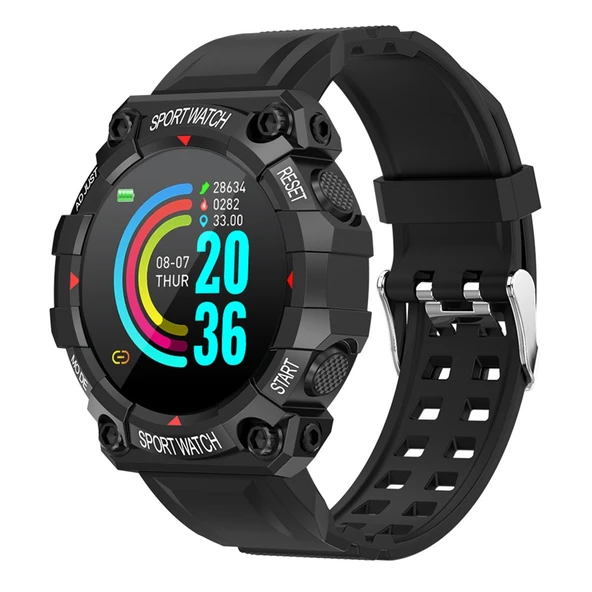 FD68 1.3 İnç Renkli Yuvarlak Ekran Spor Akıllı Saat Siyah