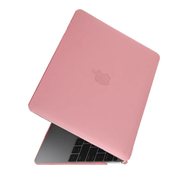 Macbook 12 Inç A1534 Uyumlu Pembe Renkli Şeffaf Kristal Sert Koruyucu Kılıf - 3