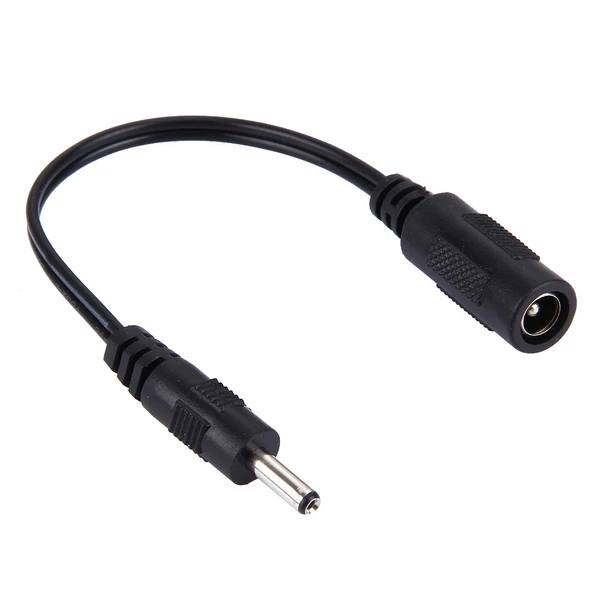 5.5 x 2.1mm Dişi DC Güç Konnektör Kablosu 3.5 x 1.35mm Erkek Uçlu Laptop Adaptörü 15cm Siyah