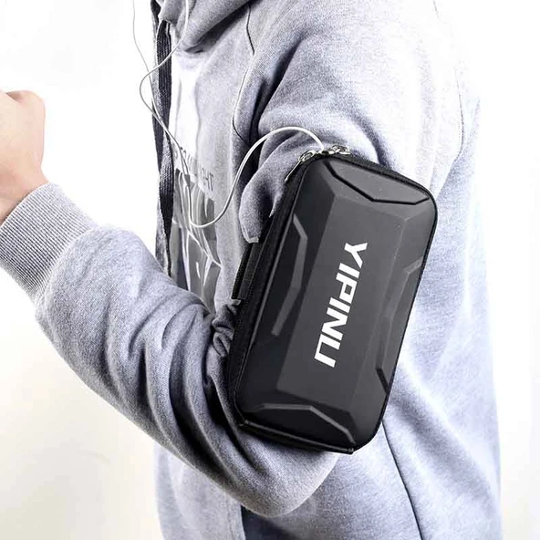 YIPINU Siyah Çok Fonksiyonlu Spor Kol Çantası Bisiklet Koşu Fitness Telefon Çantası - 4